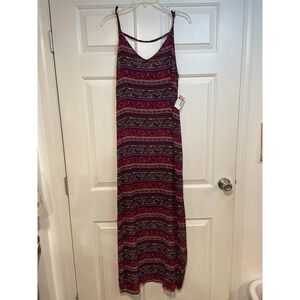 Maroon Long 90s Y2K NEW Deb Open Back Strappy Flowy Maxi Dress Paisley L
